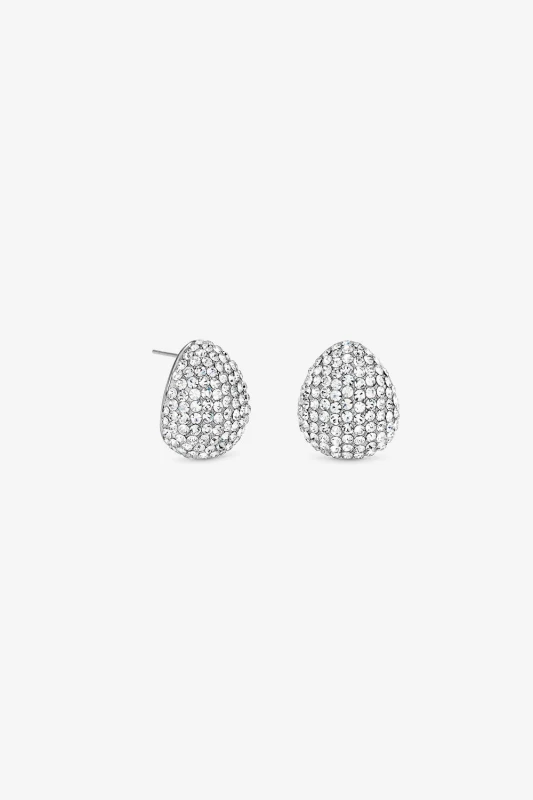 Image of Jon Richard Womens Rhodium Plated & Crystal Dome Earrings in Silver Silver Female One Size