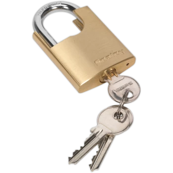 image of Sealey Brass Padlock Shrouded Shackle 50mm Standard