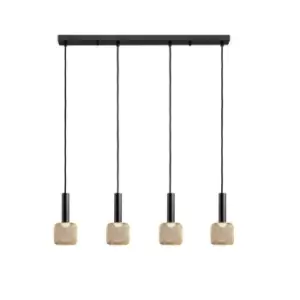 Image of Schullerlighting - Schuller Sincro Dimmable 4 Light Bar Pendant Ceiling Light Matt Black, Gold 3000K 1800Lm