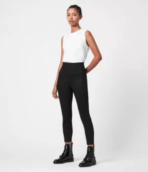 Image of AllSaints Womens Cora High-Rise Zip Denim Leggings, Size: 6