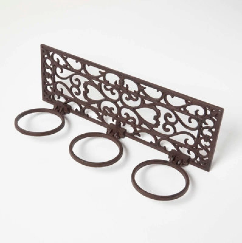 Image of Homescapes Brown Cast Iron Parisian Style Flowerpot Holder Brown unisex