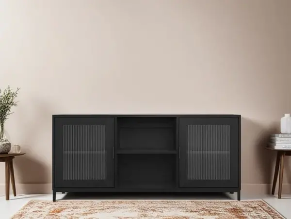 Image of LPD Maddox Black Wood Effect 2 Door TV Cabinet
