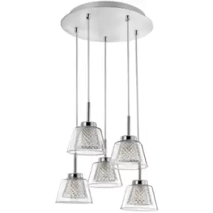 Netlighting Merano Elizabeth 5 Light Cluster Pendant Ceiling Light Chrome Alumin