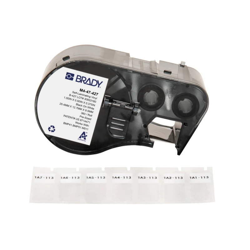 Image of Brady M4-47-427 printer label Black. White Self-adhesive printer label
