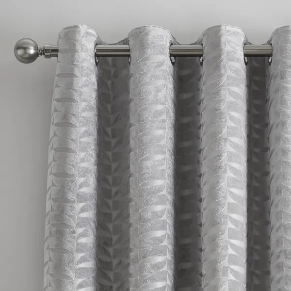 Image of Curtina Kendal Silver Eyelet Curtains Silver