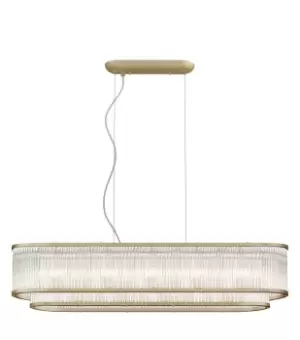 Image of Antigua 7 Light Oblong Gold Crystal Bar Pendant Ceiling Light