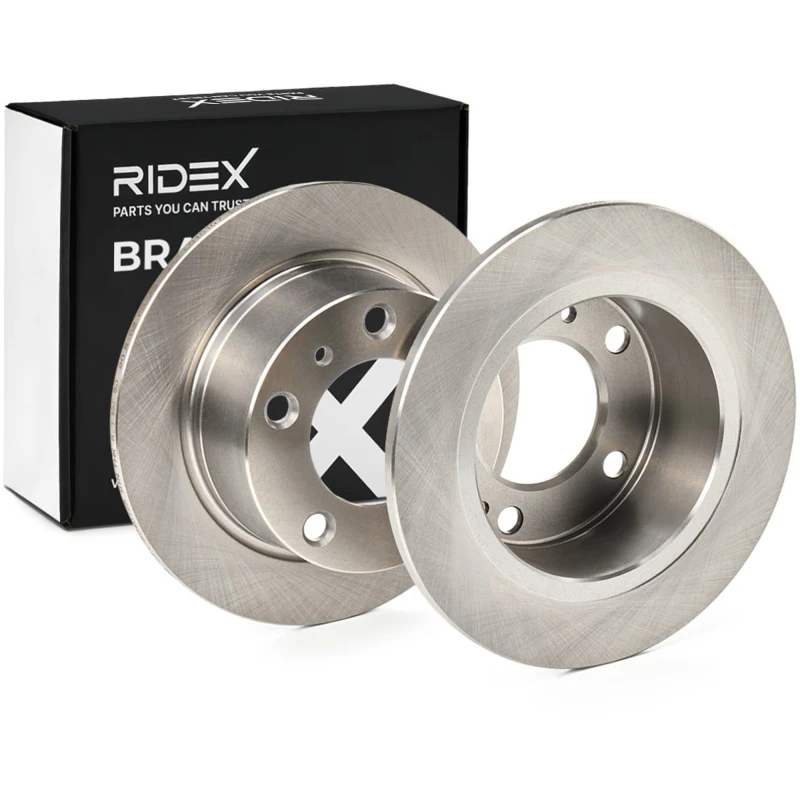 Image of RIDEX 82B0984 Brake disc Rear Axle, solid, Cast Iron, Uncoated, Untreated, without bolts/screws Cast Iron Brake Disc (82)