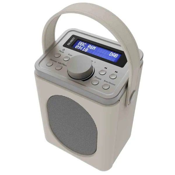 image of Majority Little Shelford Portable Dab/Dab+ And Fm Radio With Bluetooth, Alarm & Sleep Timer - Cream & Grey