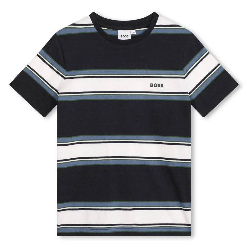 Image of Boss Striped T-Shirt Junior - Blue Blue 3 - 4 Years