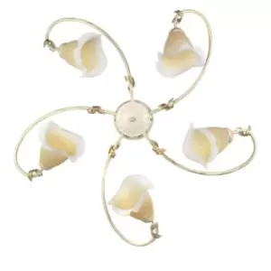 image of Onli Betty 5 Light Multi Arm Semi Flush Ceiling Lamp, Ivory