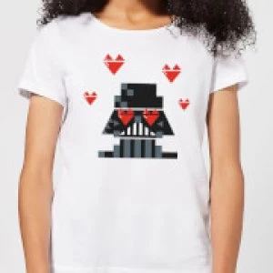 Image of Star Wars Valentine's Vader In Love Womens T-Shirt - White - 3XL