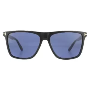 Square Shiny Black Blue Sunglasses