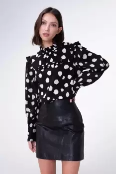 Image of Gaura Ruffle Blouse, Monochrome Spot / 10