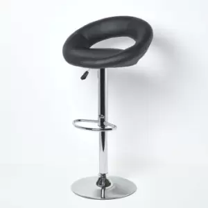 image of Harrow Faux Leather Swivel Bar Stool Black - Black - Black - Black - Homescapes