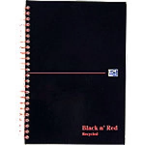 image of OXFORD Black n' Red Recycled Wirebound Hardback Notebook Ruled A5 140 Pages