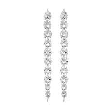 Image of Jon Richard Silver Plated Long Multi Navette Drop Earring - multicoloured