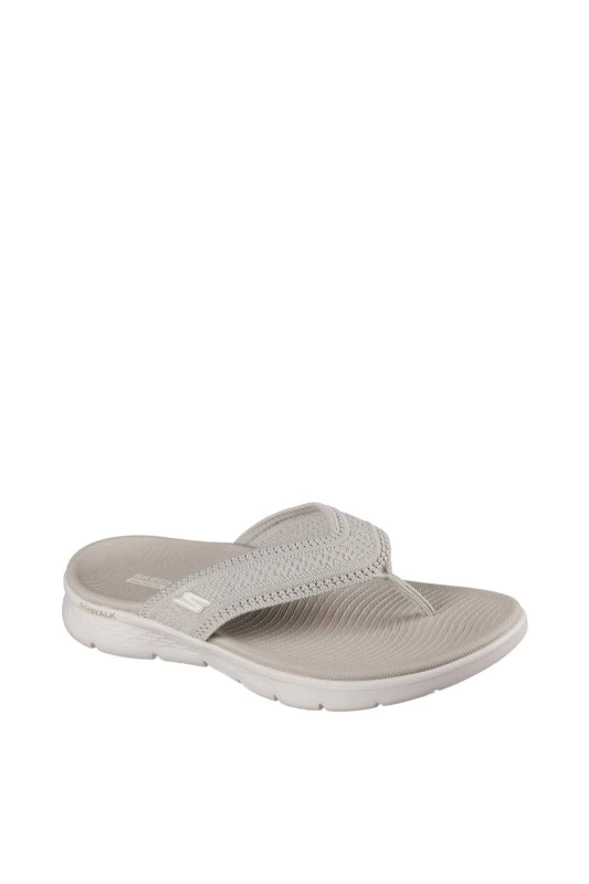 Image of Skechers Womens GO WALK FLEX SANDAL Quick-Dry Textured Knit 3 Point Sandal Taupe Female 3