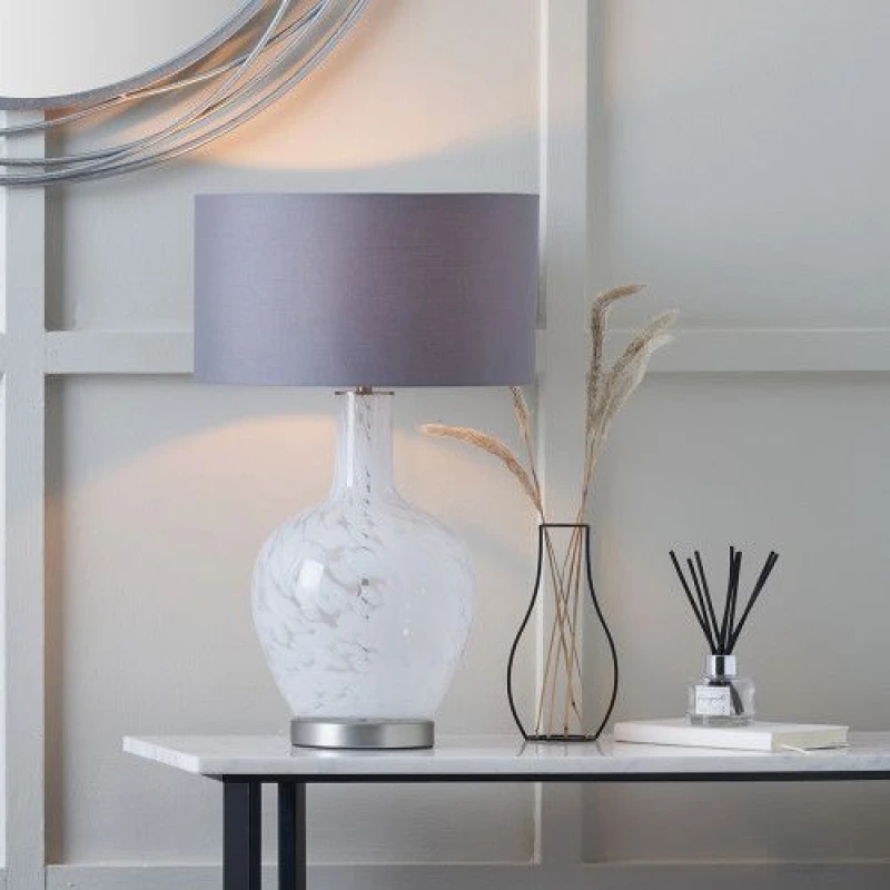 Image of Ruma Speckled White Glass Table Lamp in Clear Clear Unisex