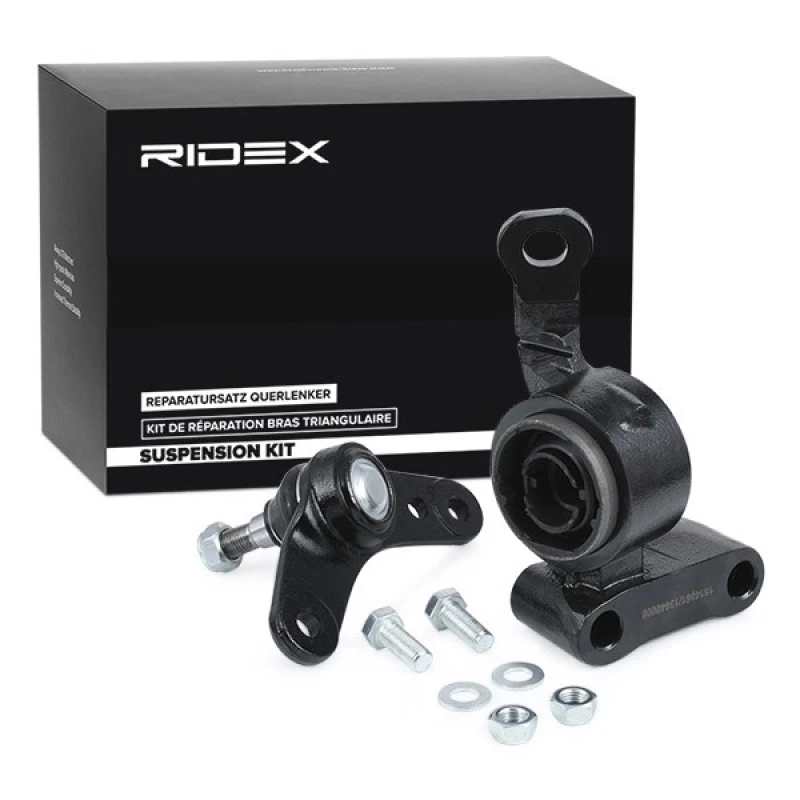 Image of RIDEX 772S0154 Control arm repair kit with rubber mount, Front Axle Left, Control Arm Suspension Kit (772)