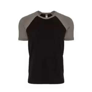 Image of Next Level Adults Unisex Contrast Cotton Raglan T-Shirt (L) (Warm Grey/Black)