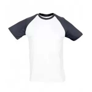 Image of SOLS Mens Funky Contrast Short Sleeve T-Shirt (L) (White/Navy)