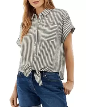 Image of Barbour Betony Striped Tie Waist Shirt