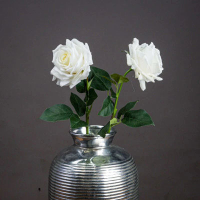 Image of Hill Interiors Garden Rose Artificial Flower White/green (One Size)