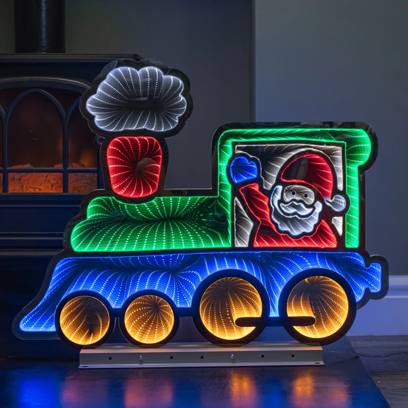 Image of 63cm Light up Christmas Train Infinity Decoration with Santa & LEDs