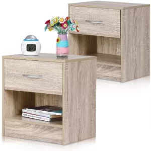 Image of Bedside Table 2Pcs Oak Design 39x28x41cm
