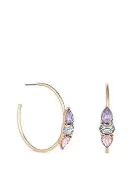 image of Lipsy Rose Gold Pastel Stone Fine Hoop Earrings, Rose Gold, Women