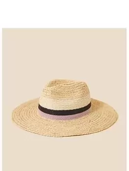 Image of Accessorize Colourblock Band Fedora, Beige, Women
