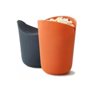 image of Joseph 45018 M-Cuisine Single-Serve Popcorn Maker set of 2 Orange/Grey, Size Approx. 30g (1oz), 16