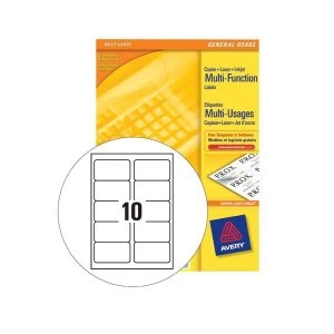 image of Avery 105x57mm Copier Labels White - 10 Per Sheet 1000 Labels