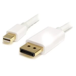 Image of StarTech 2m (6 ft) White Mini DisplayPort to DisplayPort 1.2 Adapter Cable M/M - DisplayPort 4k