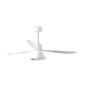 Image of Amelia Large Cone LED White Ceiling Fan, 6 Speed