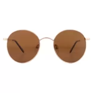 image of Round Pink Gold Brown Polarized Sunglasses