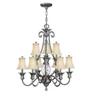 image of 10 Bulb Chandelier LIght Polished Antique Nickel LED E14 60W