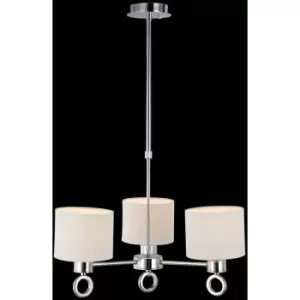 Image of Diyas - Polo pendant lamp with white lampshade 3 polished chrome bulbs