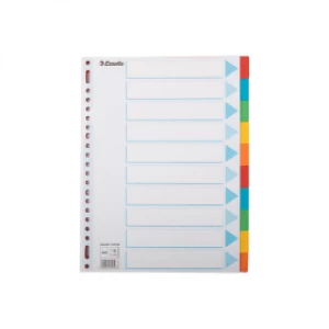 image of Esselte 100198 A4 Cardboard Dividers with 10 Tabs (23 holes)