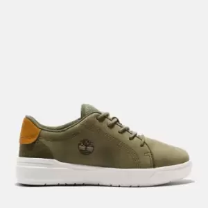 image of Timberland Seneca Bay Leather Trainer For Youth In Dark Green Dark Green Kids, Size 12.5