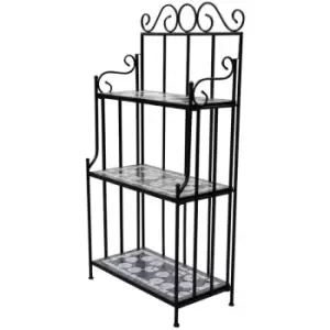 Image of Plant Stand Plant Display Black White Mosaic Pattern Vidaxl Black