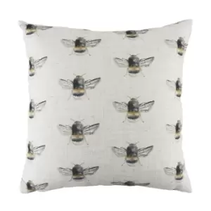 image of Bee Happy Repeat Printed Cushion White