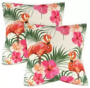 image of Streetwize Flamingo Print Outdoor Cushion - Pack of 4