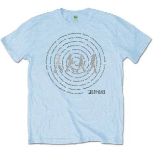 Image of The Beatles - Abbey Road Songs Swirl Unisex Large T-Shirt - Blue