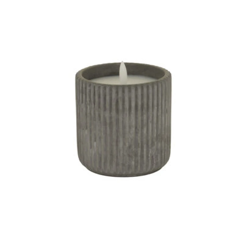 Image of Luxe Collection Natural Glow Grey Ribbed Large LED Candle