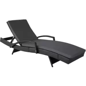 image of Tectake Oceana Rattan Sun Lounger - Black