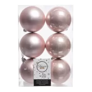 image of Kaemingk Plain Christmas Bauble (Pack of 6) (8cm) (Blush Pink) - Blush Pink