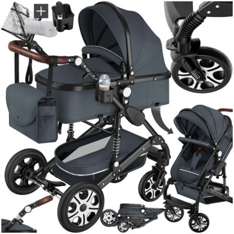 Image of tectake Pram Mathias in Dark Grey Dark Grey Unisex