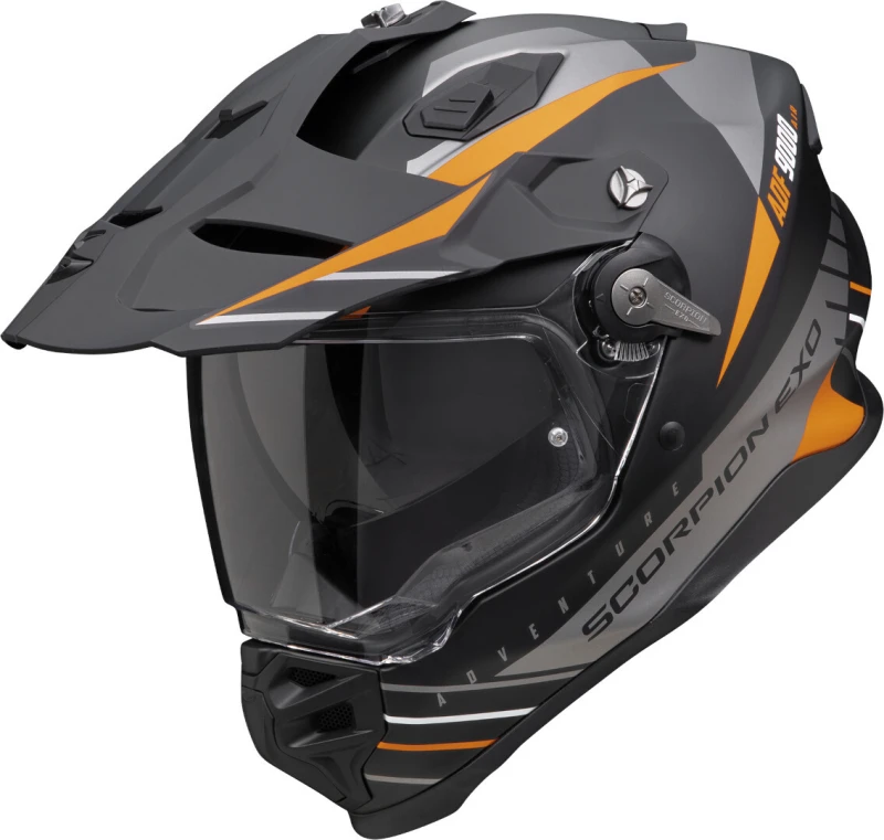 Image of Scorpion ADF-9000 AIR Feat Matt Black Silver Orange Adventure Helmet Size L
