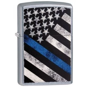 image of Zippo Blue Line Street Chrome Finish Windproof Lighter